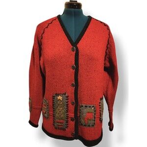 Northern Isles Women's Vintage M  Handknit Cardigan Sweater Grandma Long Sleeve